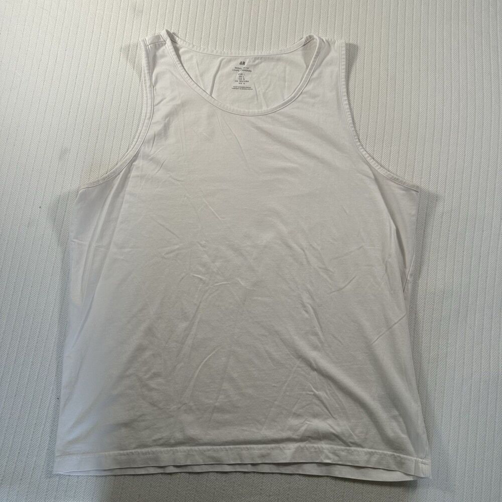 H&M White Tank Top Size Large Regular Fit Sleeveless